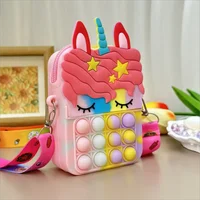 Silicone Coin Purse for Girls Messenger Bag Silicone cute animal bag messenger bag coin purse for kids stress relief pop fingert 3