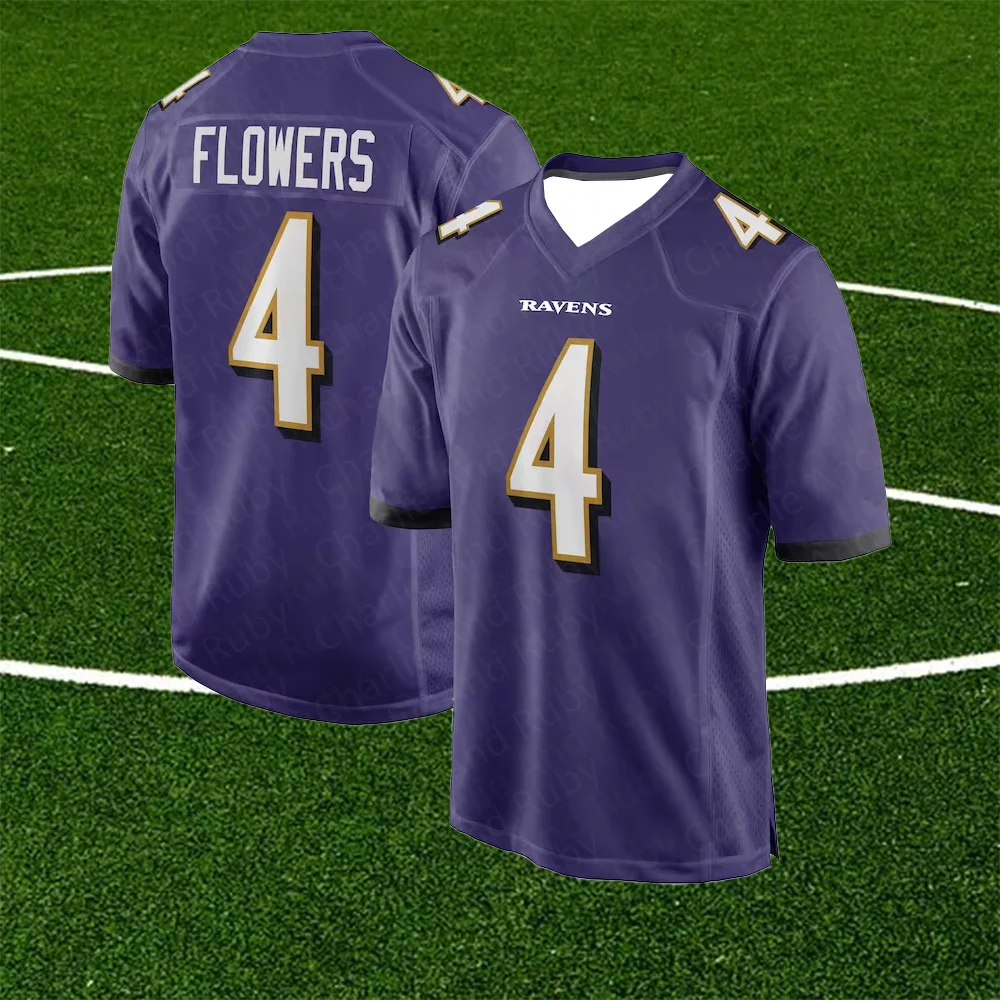 Purple Jersey No. 52/9/4 Classic Summer Short-Sleeved Outdoor Ray Lewis Justin Tucker Zay Flowers Baltimore Ravens Clothing 3