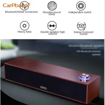 Carpbaba E350M Soundbar Home Theater Wired Bluetooth Speaker Computer Subwoofer Echo Wall Desktop Wooden Soundbox HiFi Stereo 4