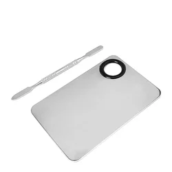 Professional Stainless Steel Makeup Mixing Palette with Spatula for Foundation and Nail Art (1 Set)