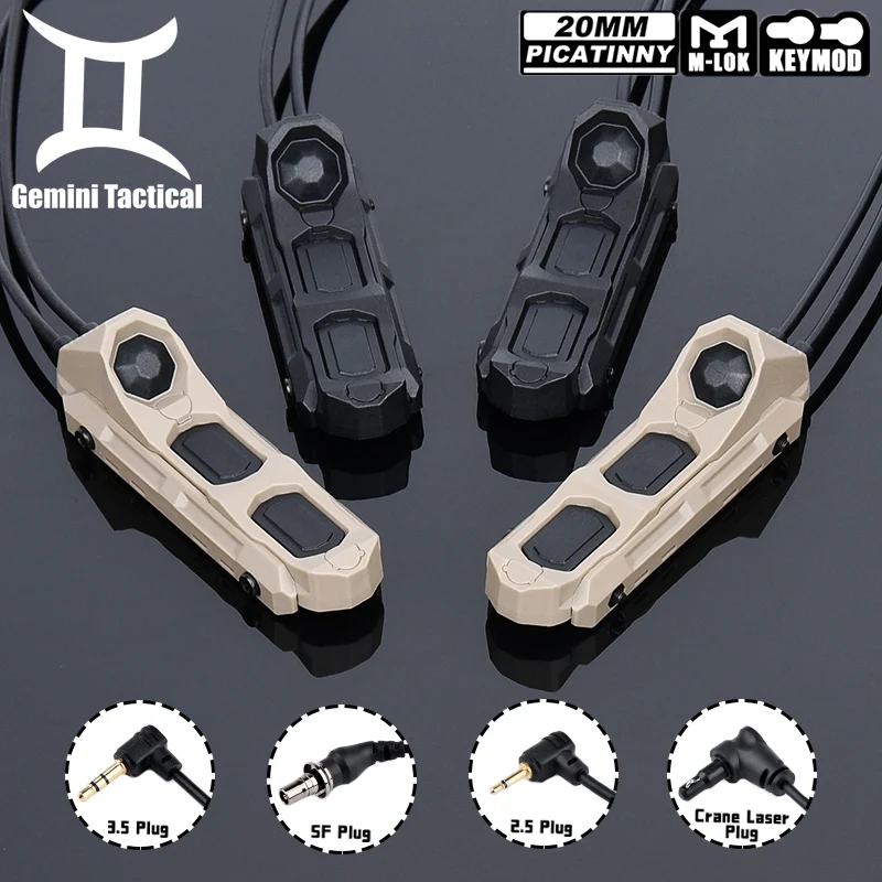 

Tactical AXONUN Crane Laser Plug UN Remote Dual Funtion Pressure Switch M300 PEQ Mod Button Switches Fit Keymod M-Lok Picatinny