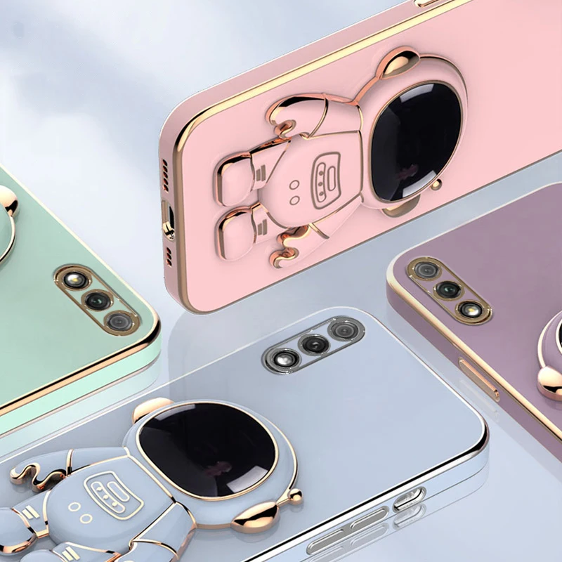 Astronaut Bracket Plating Soft Silicone Phone Holder Case