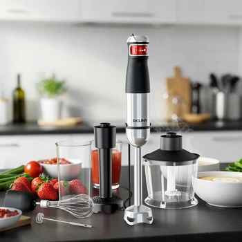 ROUNY 6-in-1 Multi-Purpose Immersion Hand Blender, Max 1500W Stick Blender with Stainless Steel Blades for Home and Kitchen 1