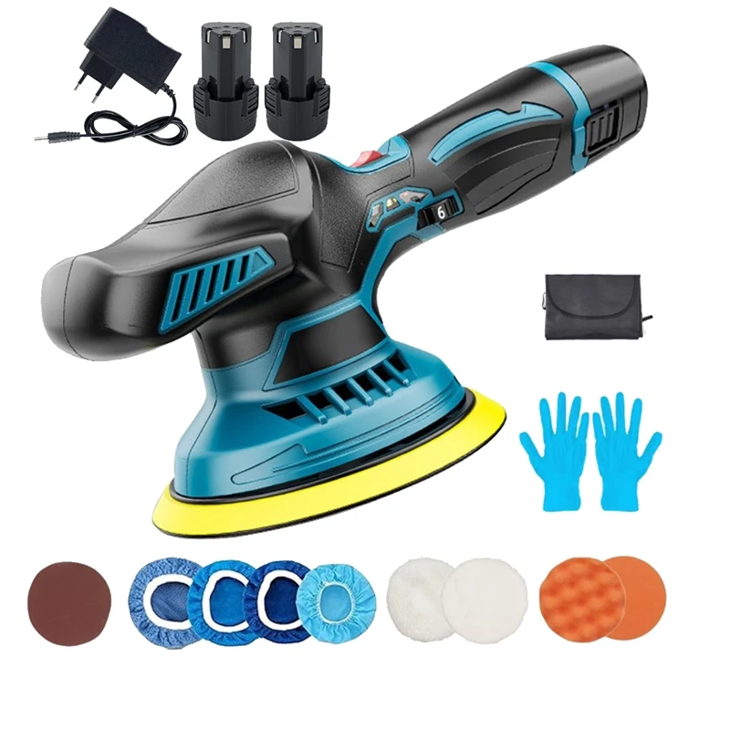 

1Set Cordless Car Polisher 12V Battery Powered Electric Polishing Machine Car Waxing Tool Hand-Held (EU Plug)