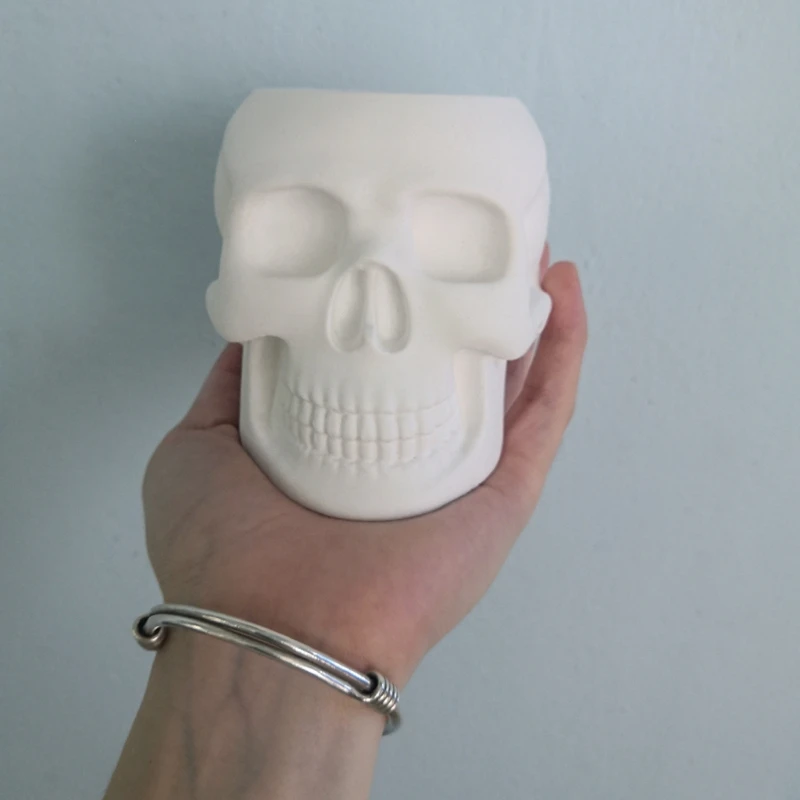 Crystal Epoxy Skull Flower Pot Silicone Mold, Plaster Concrete Cement Resin Vase Mould for for DIY Resin Polymer Clays