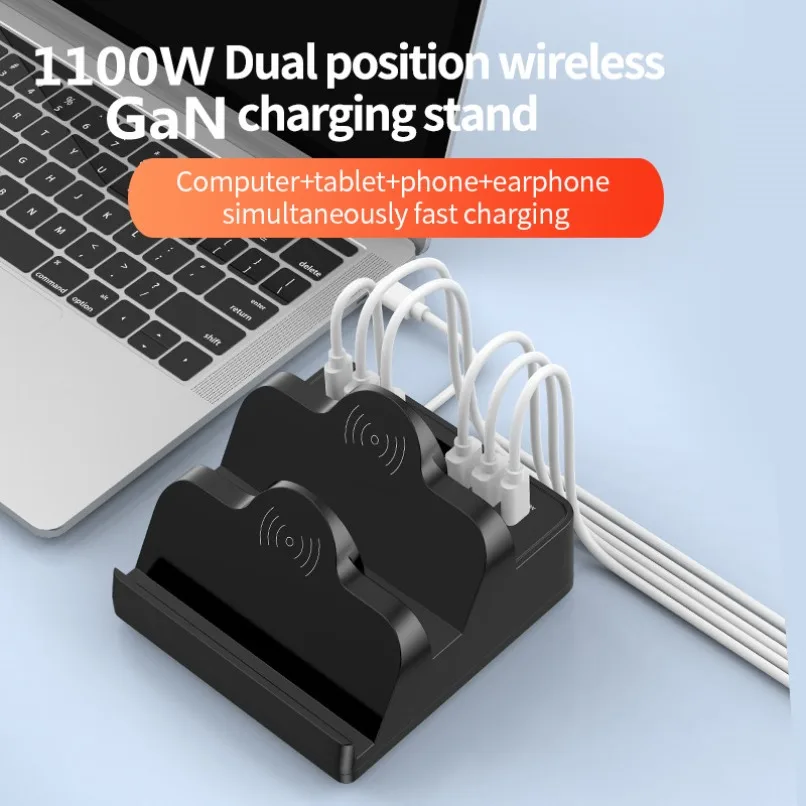 1100W GaN USB C Charger Station Fast Wireless Charging Type C QC3.0 PD3.0 100W Quick Charge For iPhone 16 Xiaomi Samsung Laptop