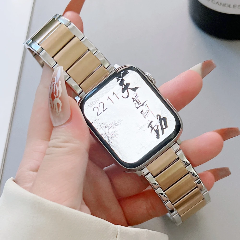 Luxury Metal Band For iWatch Ultra 2 49mm Bracelet Stainless Steel Strap 45MM 41MM For Apple Watch Series 9 7 6 5 4 SE 40MM 44MM