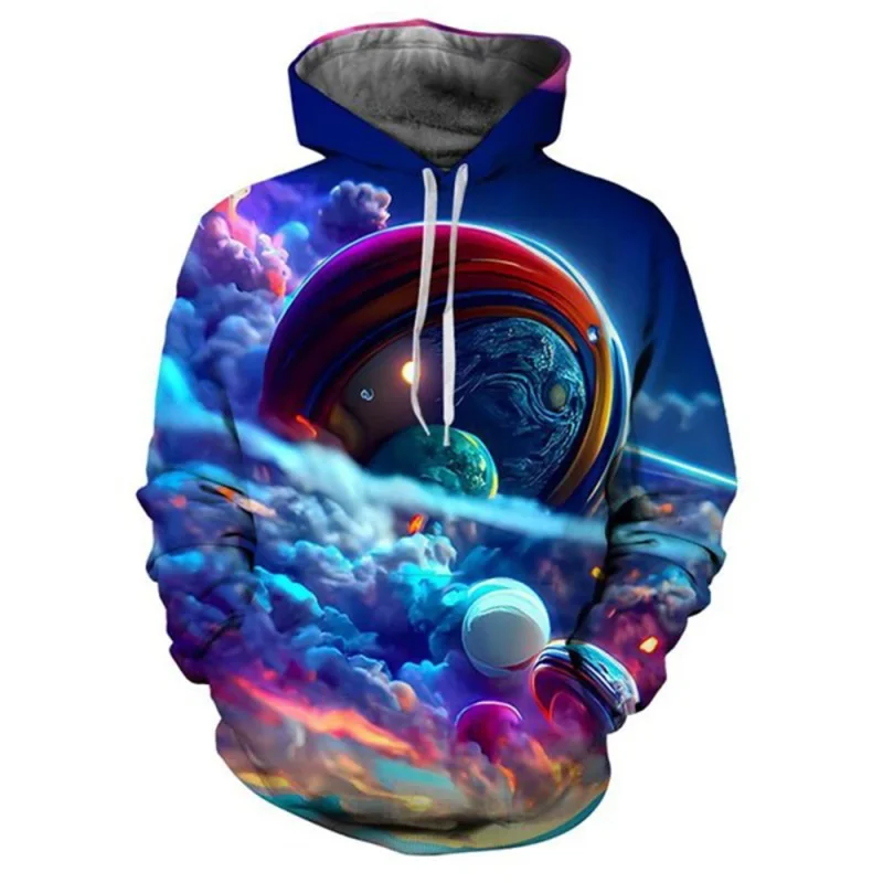 Sudadera con capucha con estampado de planetas alienígenas para hombre, sudadera informal con estampado 3D, sudadera de moda, tendencia popular, sudaderas con capucha de gran tamaño para hombre