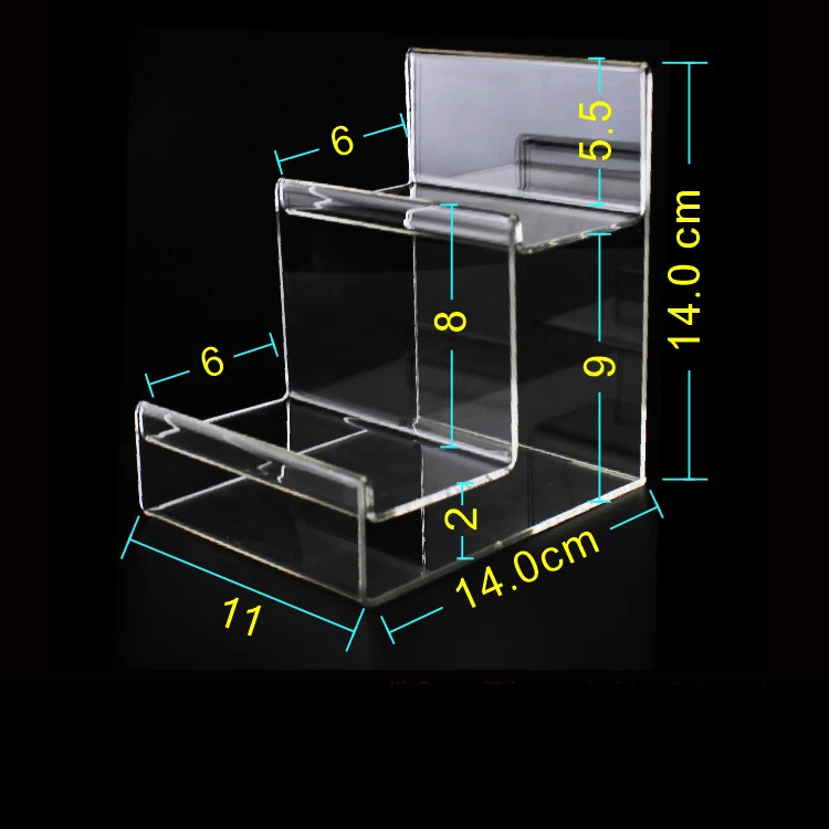 Clear Acrylic Purse Display Stand - 3-Tier Wallet Rack For Handbags, Clutches, Sunglasses & More (4MM Thick, Gold Trim)