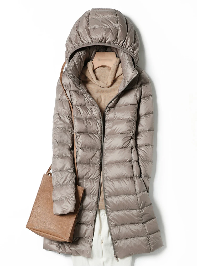 Plus Size New Women Thin Down Jacket White Duck Down Ultralight Jackets Autumn And Winter Warm Coats Puffer Portable Outwear