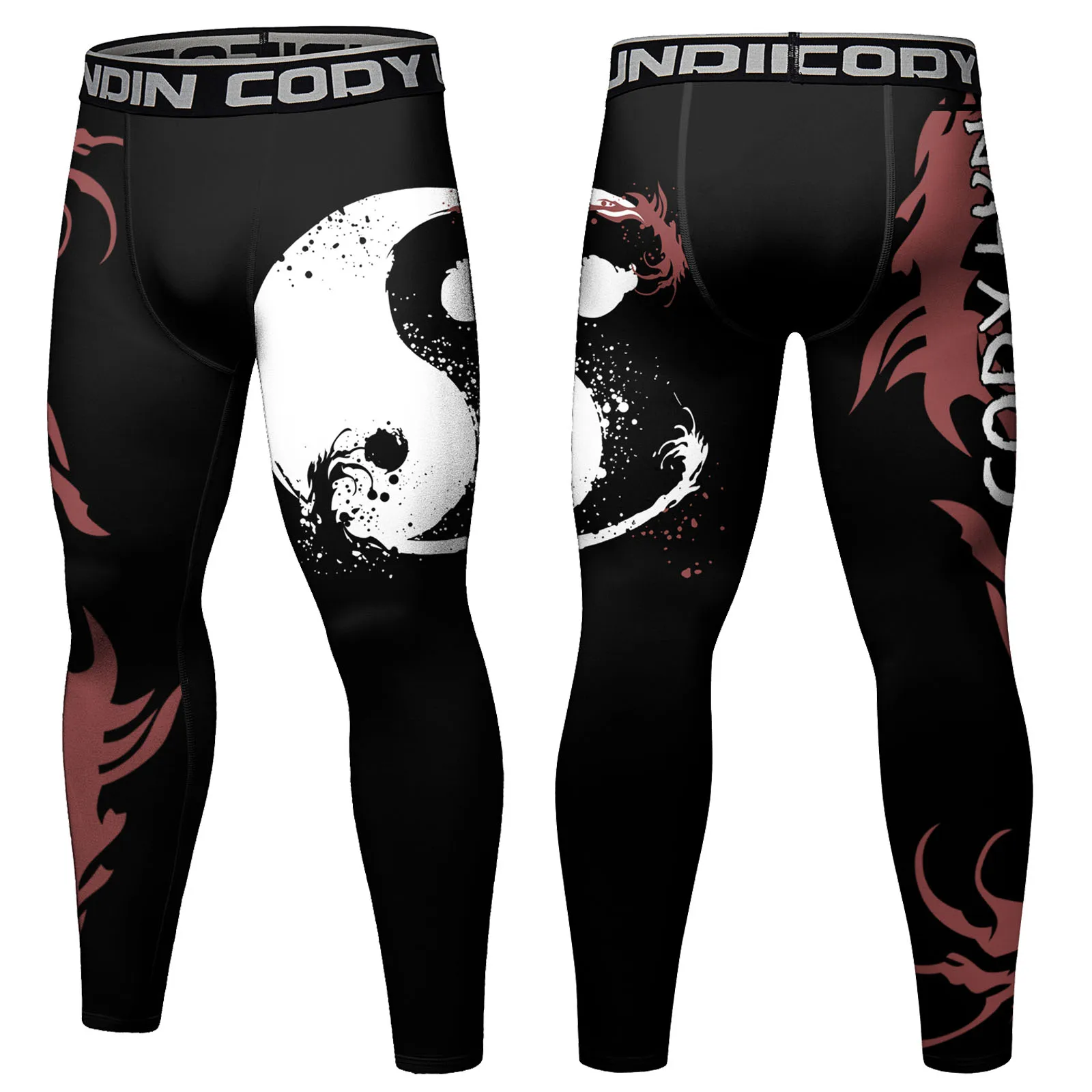 Cody Lundin BJJ Jiu Jitsu Grappling Base Layer Compression Gym Pants Printed Athletic Jogging Compression No Gi Spats