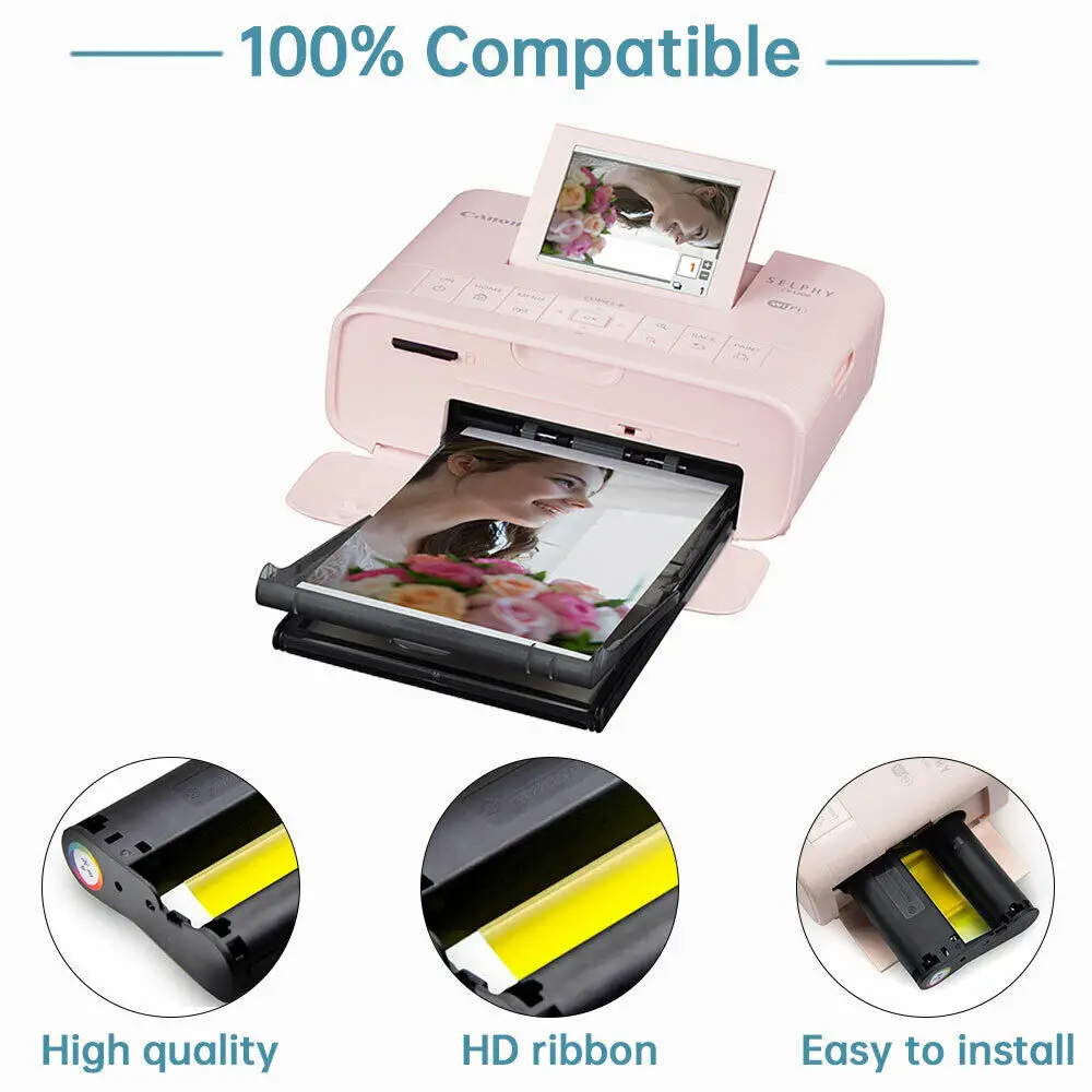 KP-108IN 3 Color Ink Cartridge&108 Sheets Paper Compatible for Canon Portable Photo Printer CP800 CP910 CP1200 CP1300 CP1500