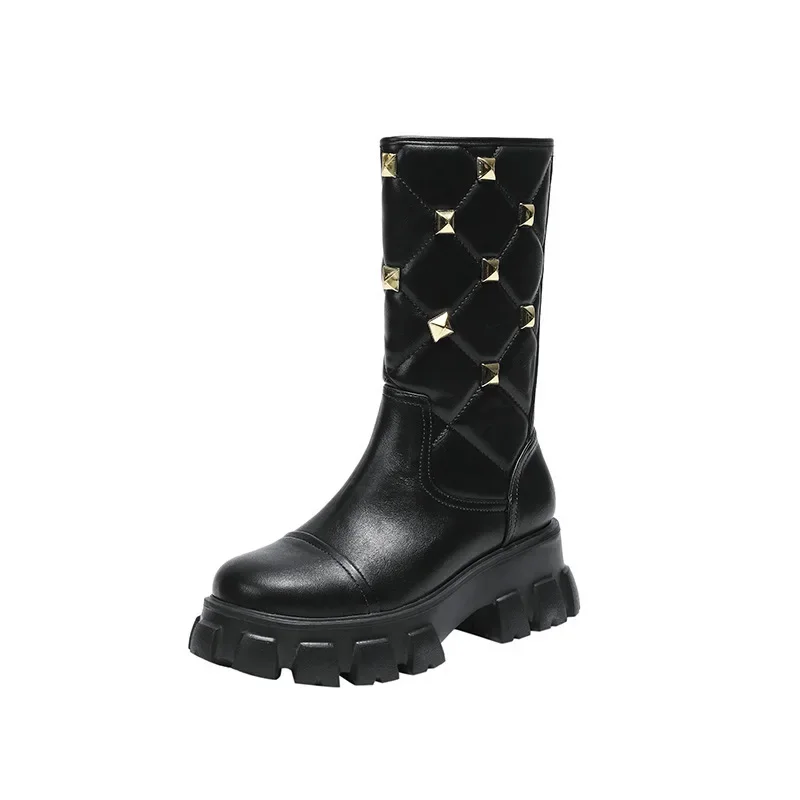 

New Autumn and Winter Women‘s Thick-soled Rivet Mid-calf Boots in 2023