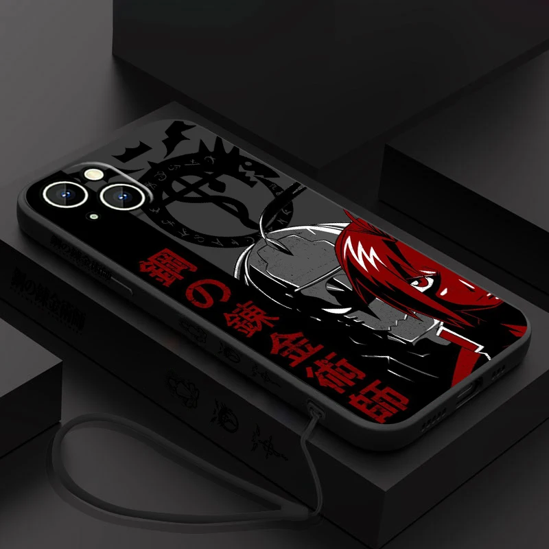 thumbnail image 1 of Funda de teléfono Fullmetal Alchemist Edward para Apple iPhone, 15, 14, 13, 12, 11 Pro Max Plus, 8, 7, SE, funda líquida con Capa de cuerda izquierda, 1 of 5