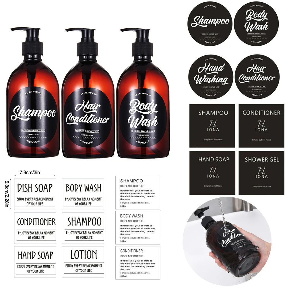 Étiquette minimale étanche de 3 Étiquette shampooing Étiquette