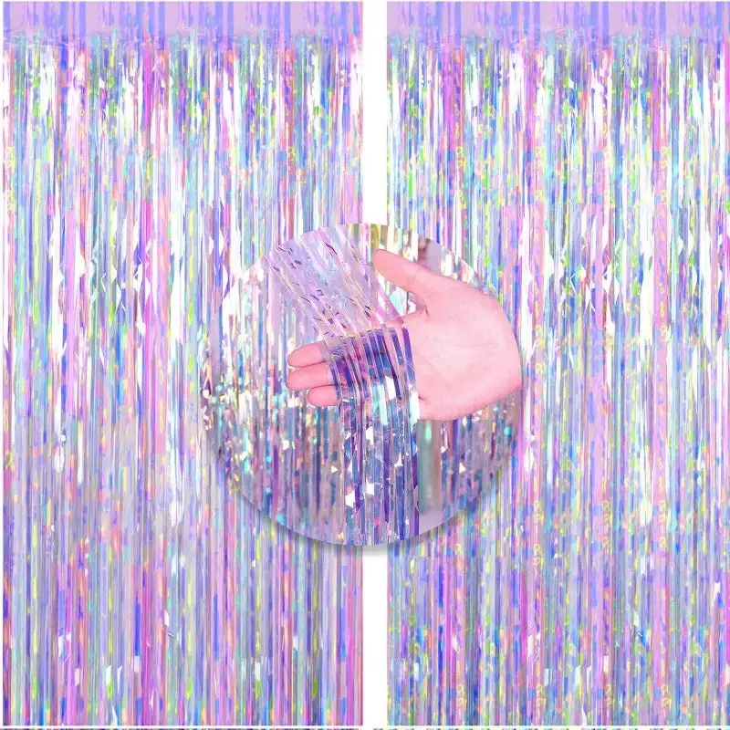 

Блестящие яркие металлические шторы с бахромой из мишуры, 2 шт., 3 фута x фута, реквизит для фотобудки