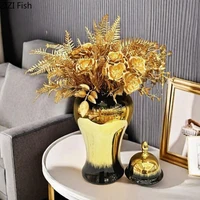 Black Gold Gradient Color General Tank Golden Porcelain Ginger Jar Creative Vases Dresser Table Jewelry Cosmetic Container 2