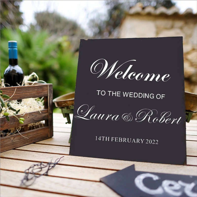 

Свадебные персонализированные наклейки, свадьба, приветственный знак, наклейка, имена на заказ, простые свадебные наклейки, Съемные Виниловые наклейки s