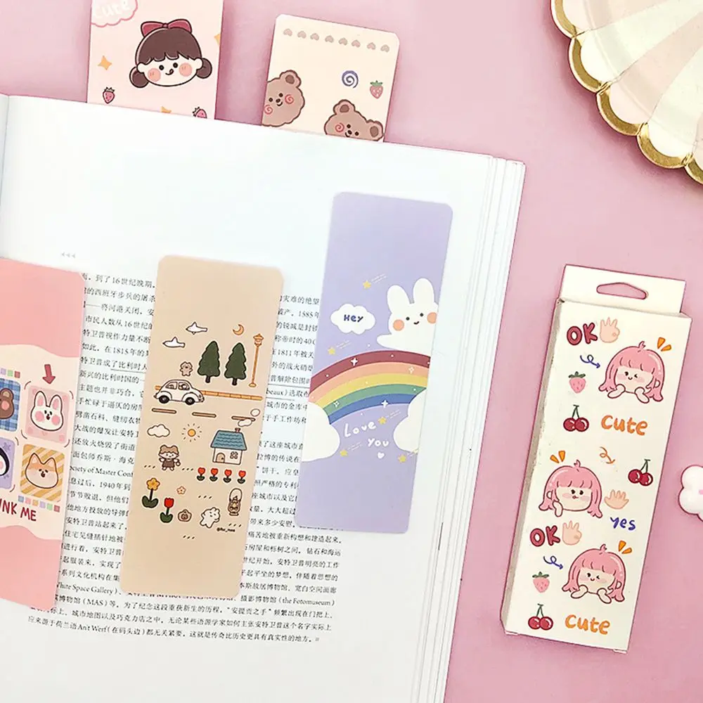 

30PCS/Box Creative Stationery Bear Rabbit Pagination Mark Cartoon Book Clip Bookmark Paper Bookmark Message Card