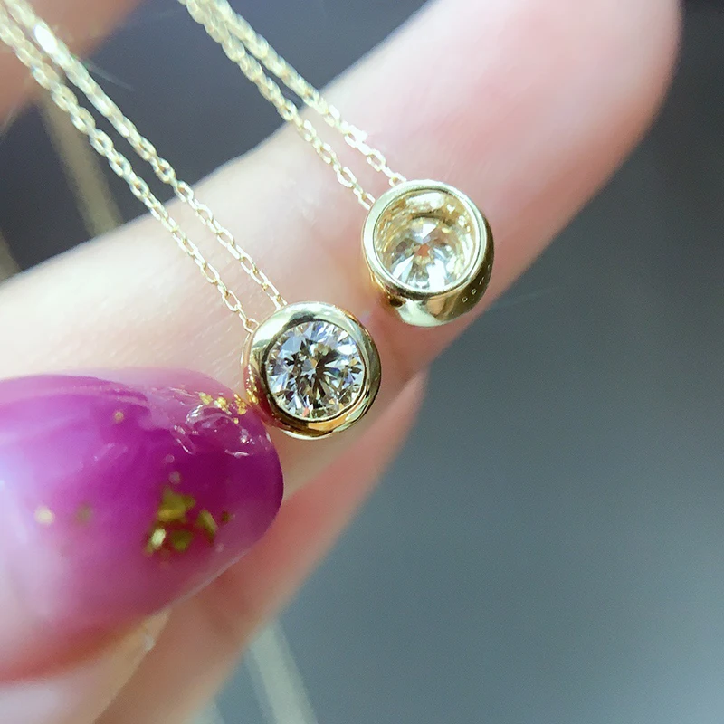 KUGG 18K Yellow Gold Necklace 0.30carat Real Natural Diamond Necklace for Women Wedding Luxury Classic Design High Jewelry