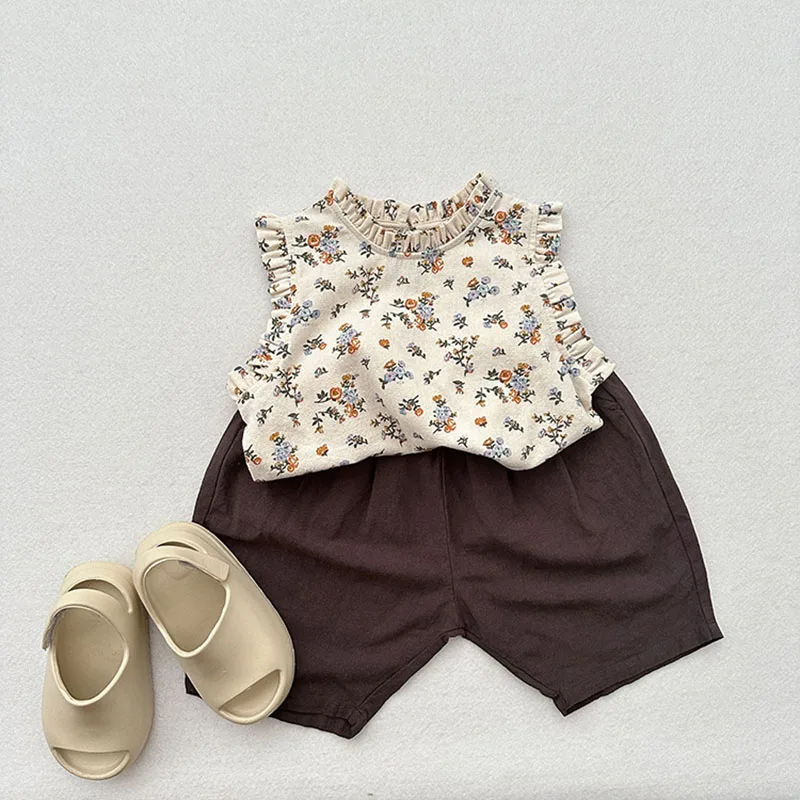 Girls Floral Sleeveless Vest Tops for Summer