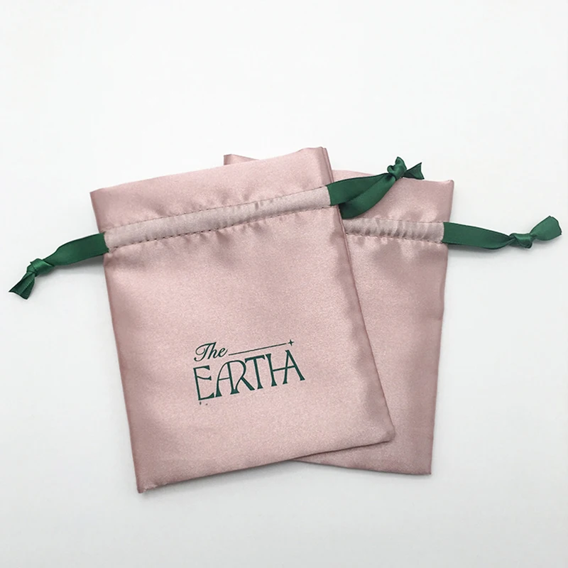 500Pack Custom Logo Small Satin Drawstring Gift Packaging Bags Wholesale For Wigs  Hair Extensions