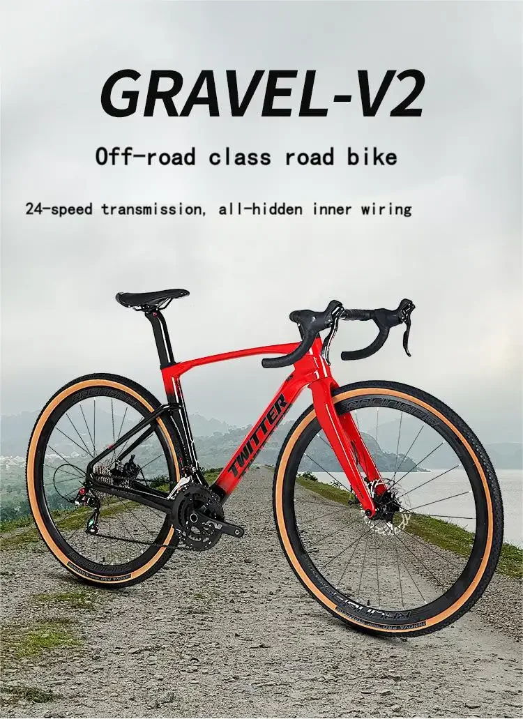 Witter Gravel-V2 Bici Da Strada In Fibra Di Carbonio 2*12 Velocità Bici Da Strada Completamente Nascosta In Linea