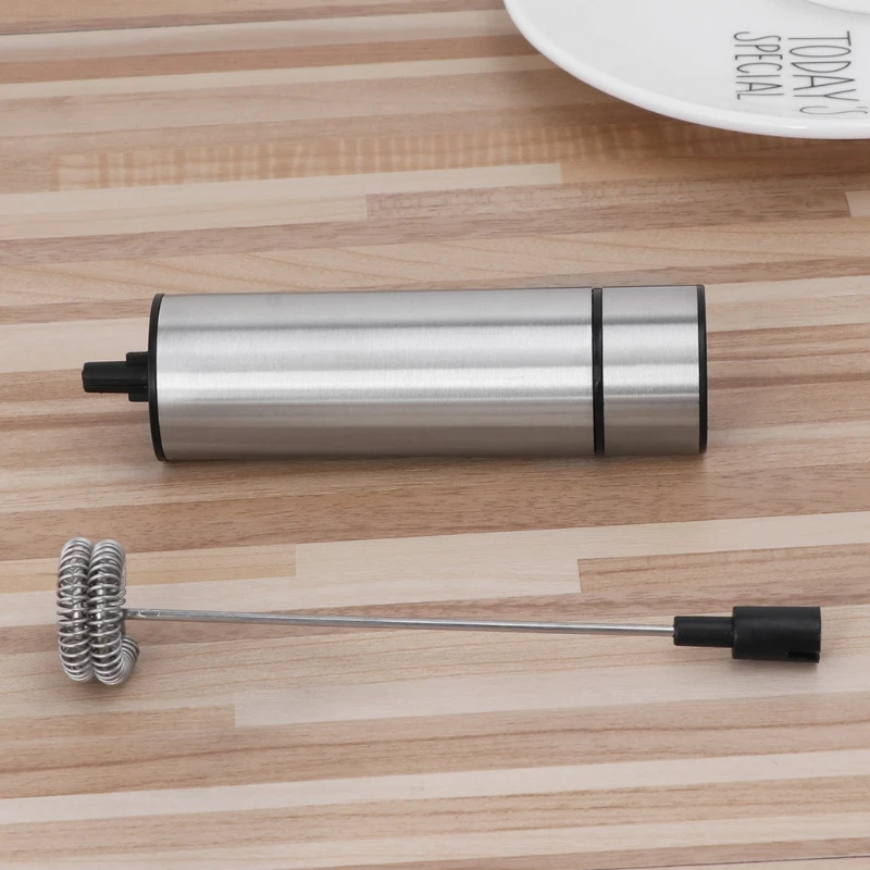 D0AB Powerful Electric Milk Frother With 2pcs Stainless Steel Spring Whisk Foam Maker