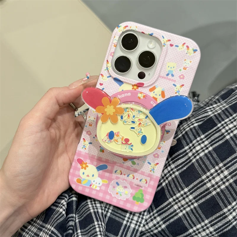 Kawaii Cartoon Rabbit Magnetic Phone Case with Magsafe Stand - Cute Hard Cover