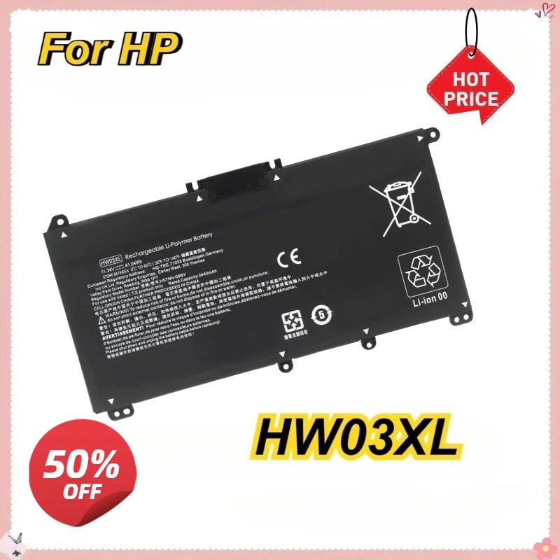 New Laptop Battery HW03XL for HP  15-EG0067ST HSTNN-IB90 LB8U L97300-005 11.34V 3470mAh 3 Cells Replacement  Battery