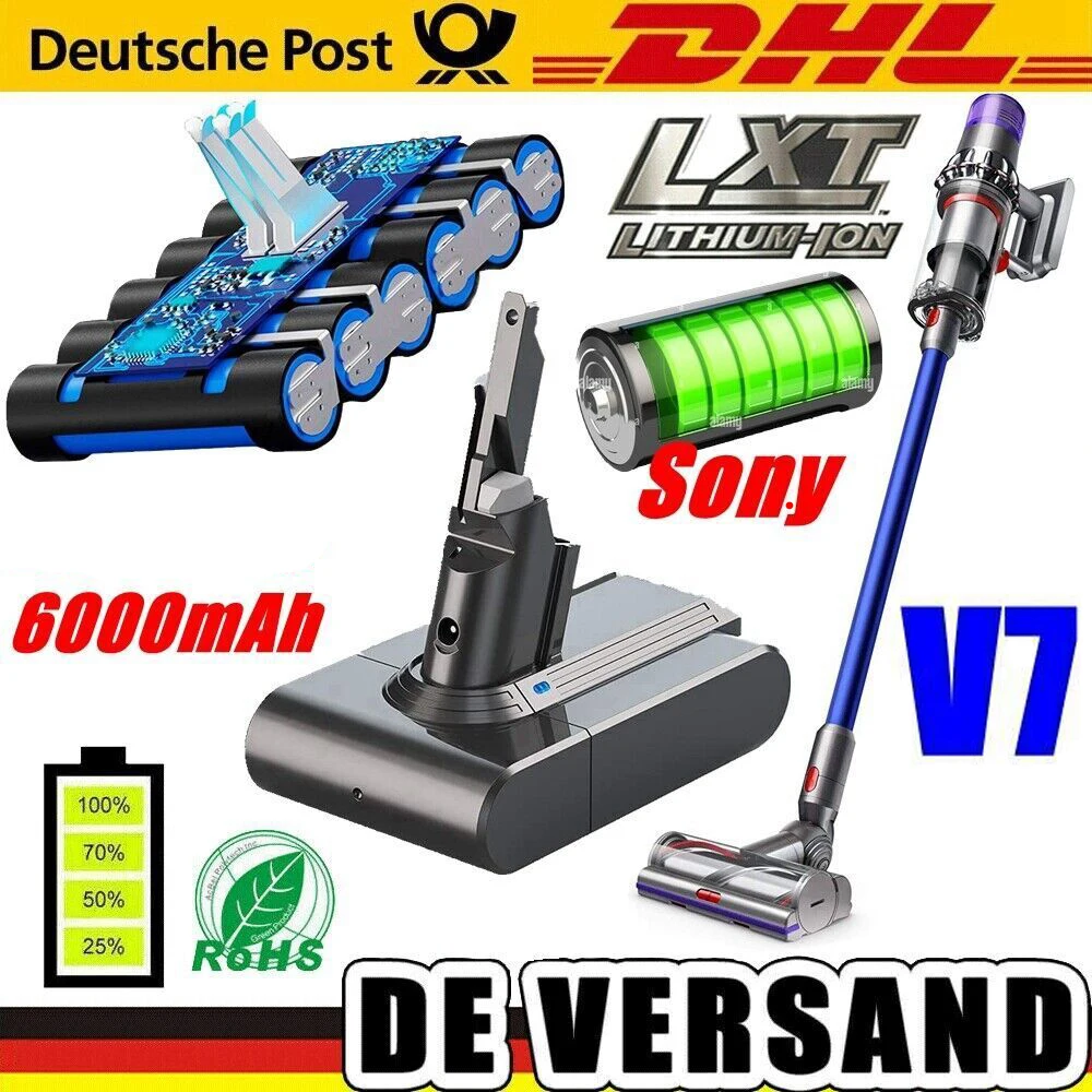 

For Original Dyson V7 Animal,V7 Motorhead Pro,V7 Trigger V7 Auto + Boot,V7 Fluffy,V7 Absolute SV11 6000mAh Sony Cell Batteri T