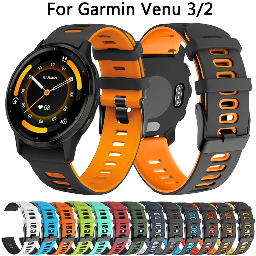 

22mm Silicone Replacement Strap For Garmin Venu 3 2 Vivoactive 4 Watch Band Forerunner 745 965 255 265 Bracelet Wristband Correa