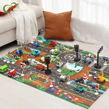Tapis de jeu pour bébé, tapis de carte de route de circulation urbaine, tapis de stationnement de voiture de ville, panneaux de signalisation, tapis de jeu d'escalade pour bébé 1
