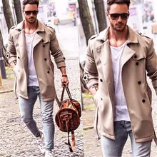 

Coat Fashion European American Windbreaker Solid Color Simple Men's Long Woolen Coat Autumn Spring 2022