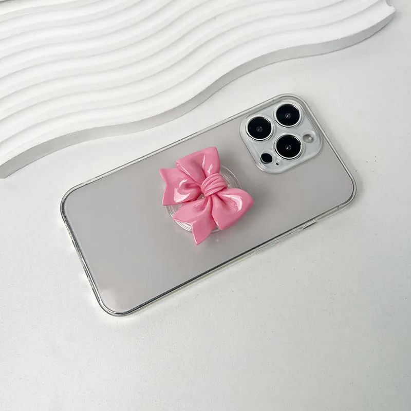 Charming Resin Bow Phone Grip with Adhesive & Magnetic Support