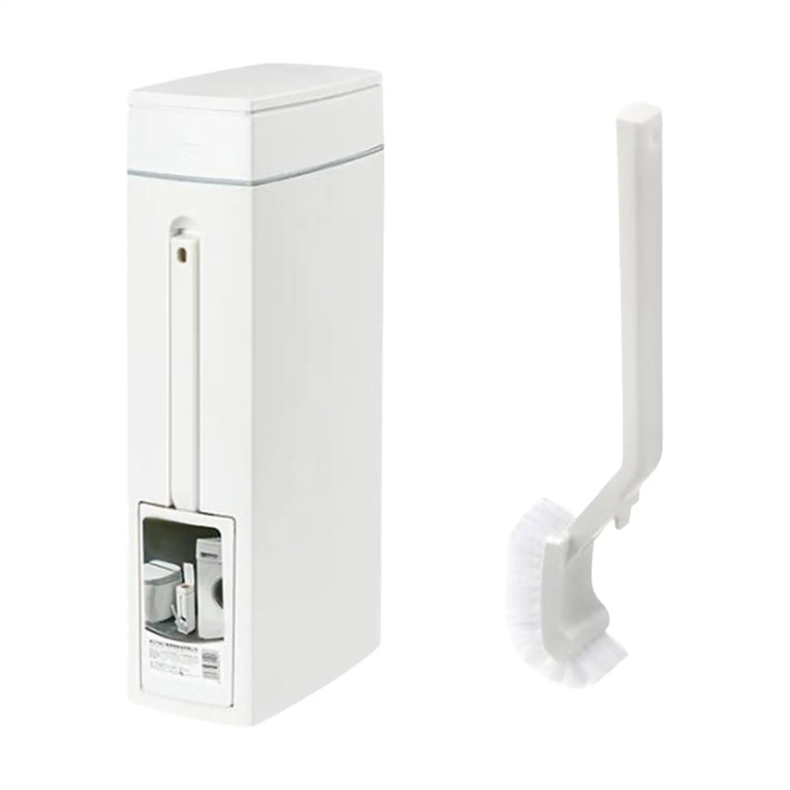 Bathroom Bin with Toilet Brush Holder,Trash Can,White Portable Paper Basket,Slim Trash Can with Toilet Brush for Bathroom