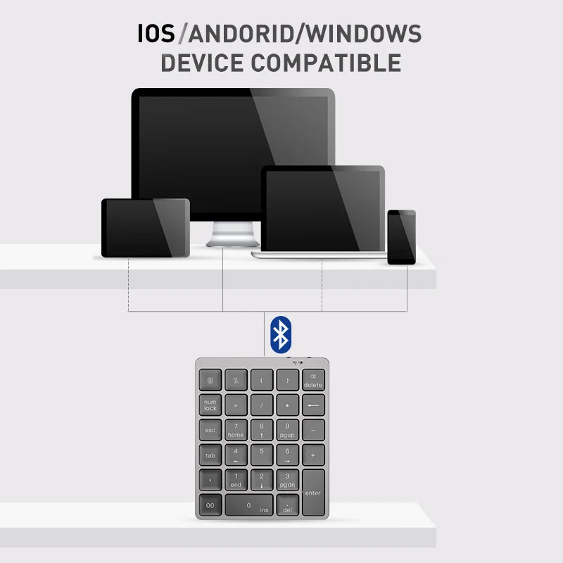 USB 허브가 있는 블루투스 숫자 키보드, 태블릿 PC 노트북 데스크탑 3.0, 충전식 금속 숫자 패드 디지털, 28 키