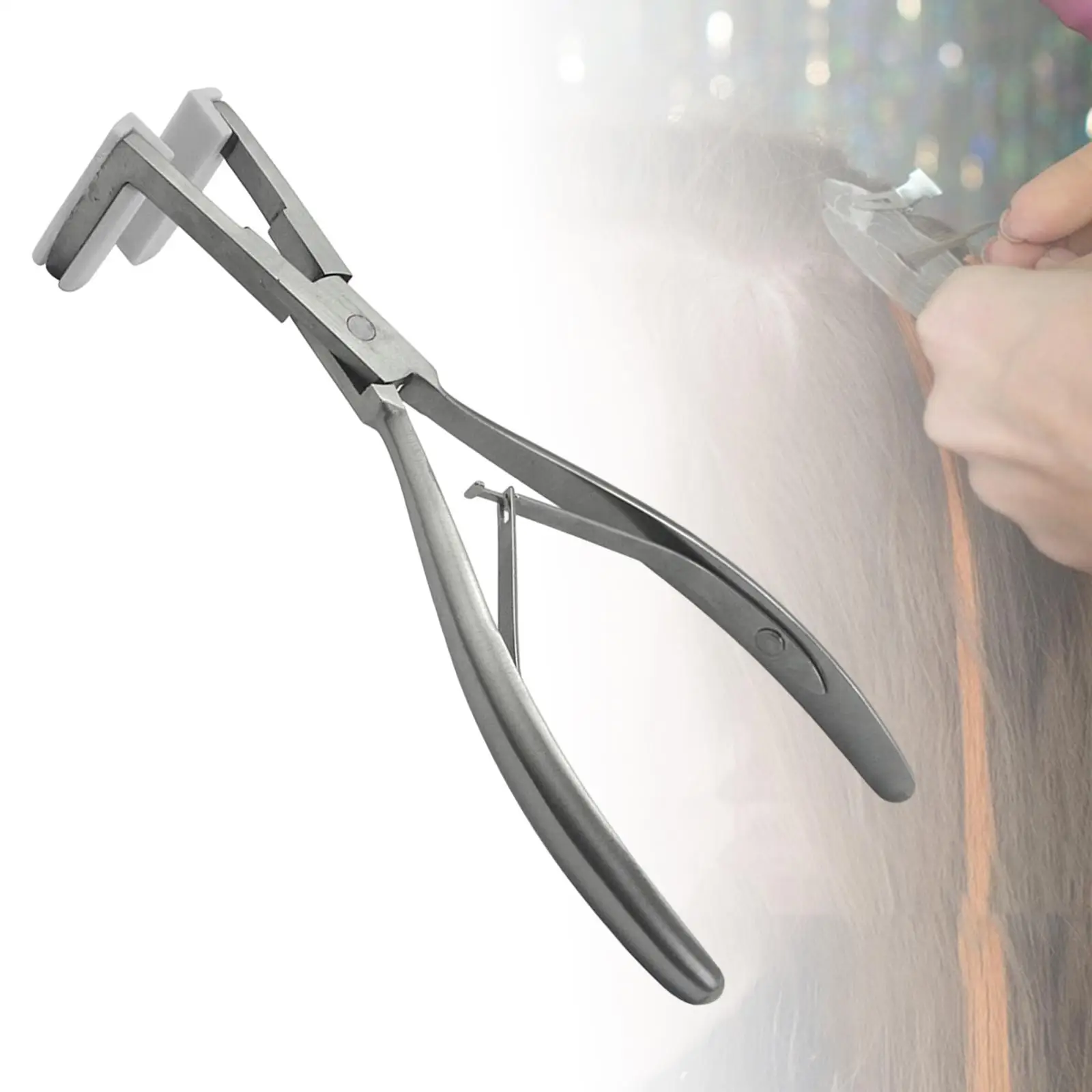 Hair extension pliers Hair Extensions Pliers Stainless Steel Flat Surface with Silicone Pad Sealing Pliers