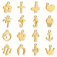 5 pièces Mini mignon cocotier/hippocampe/fer à cheval/Cactus breloques pour la fabrication de bijoux minuscules bracelets à breloques en acier inoxydable boucles d'oreilles bricolage 1