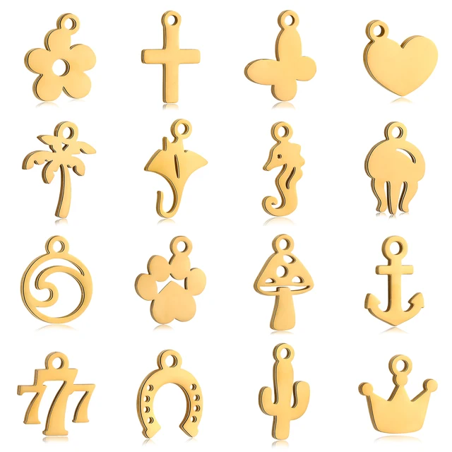 5 pièces Mini mignon cocotier/hippocampe/fer à cheval/Cactus breloques pour la fabrication de bijoux minuscules bracelets à breloques en acier inoxydable boucles d'oreilles bricolage 1