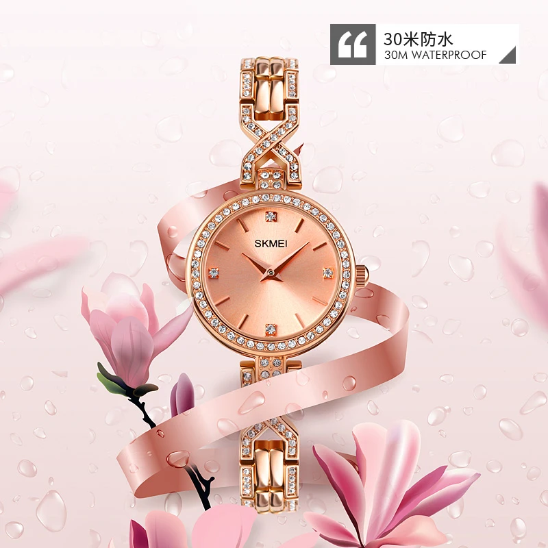 SKMEI Romantic Style Quartz Women's Watch Fashion Thin Strap Ladies Bracelet Wristwatch Female Clock Waterproof Relogio Feminino 3