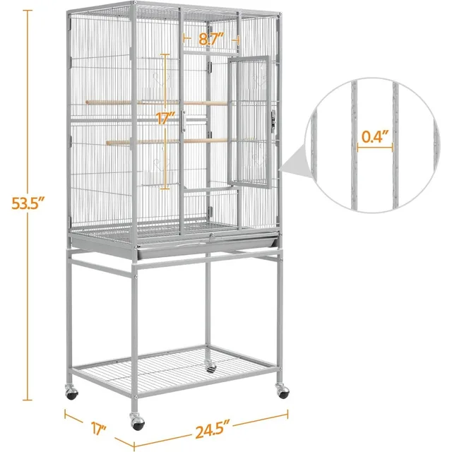 Metal Large Bird Cage Parrot Parakeet Cage w/Stand 4