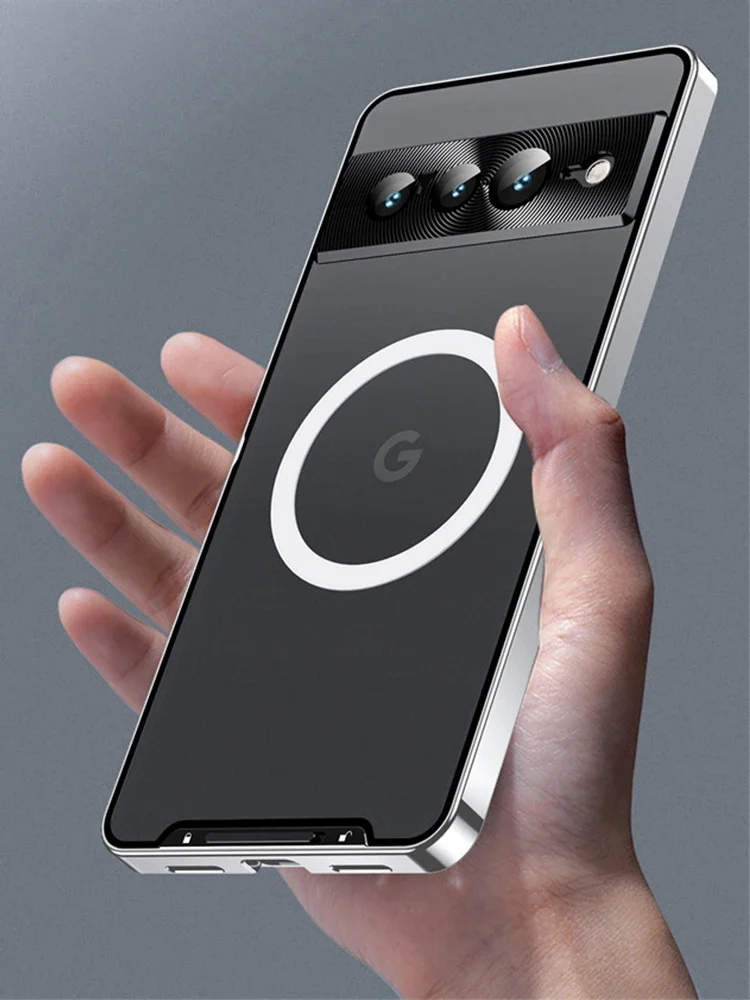 Luxury Metal Shell For Google Pixel 8 Pro Case Aluminum Alloy Frame Translucent Frosted Magnetic Core Back Coque Pixel8 Cover