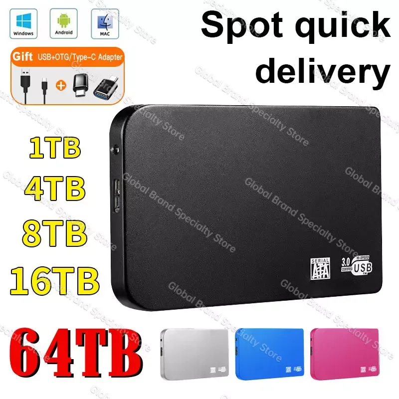 

Portable SSD 1TB 2tb External Solid State Hard Drive High-speed Mobile hard disk 8tb 16tb USB3.0 HDD Original Disks Data Storage