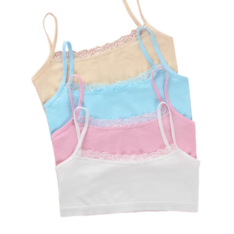 3Pcs/Lot Cotton Lace Bras for Kids Girls Sport Training Child Underwear  Tops 8-14years