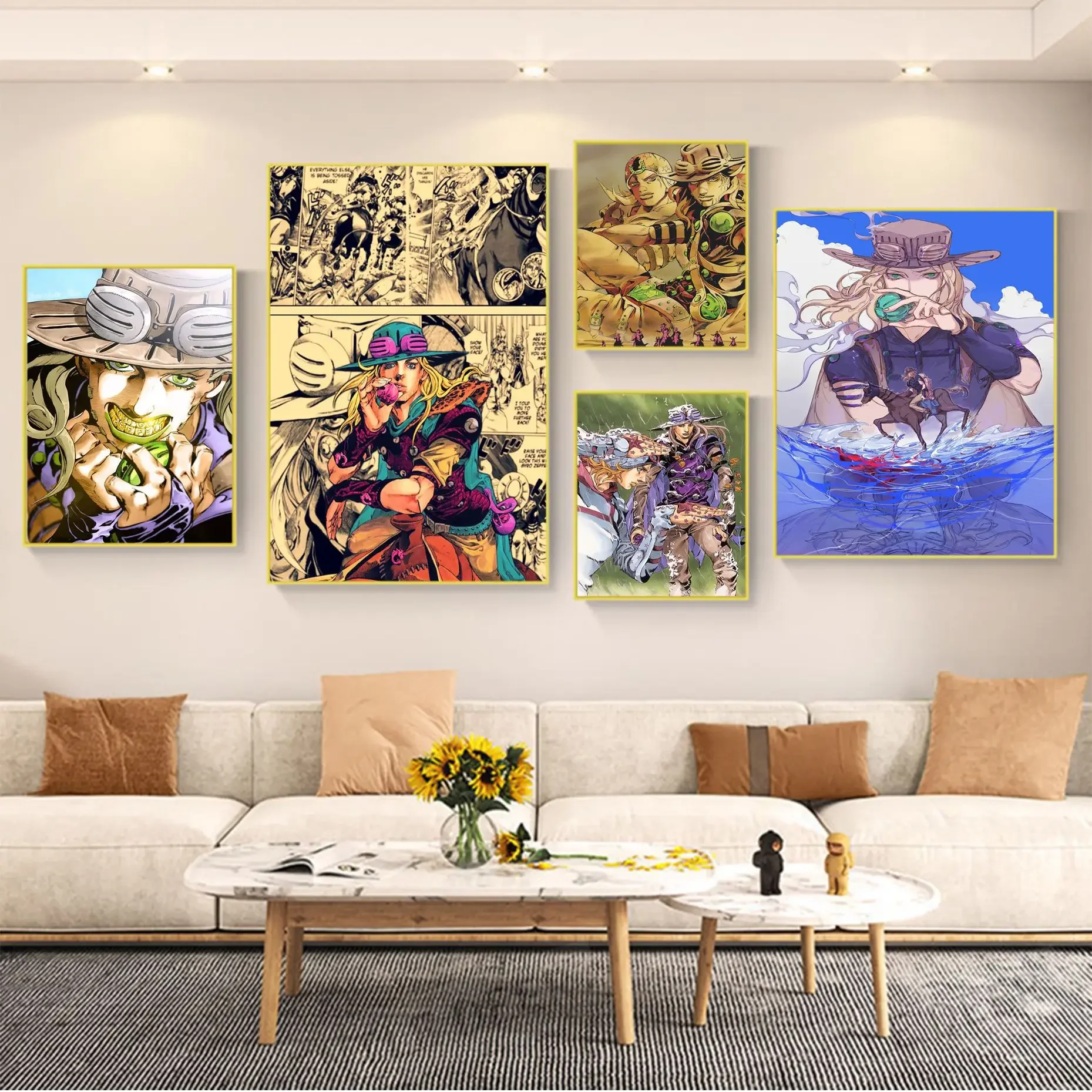 Gyro Zeppili Jojo Steel Ball Run Classic Movie Poster Retro Kraft Paper Sticker Diy Room Bar Cafe Home Decor