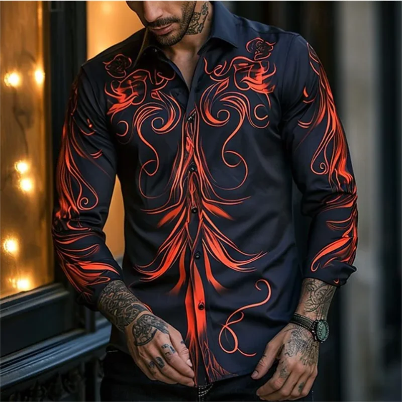 

Men's shirt lapel casual sports comfortable and light outdoor street high-quality material HD pattern 2024 new men's tops