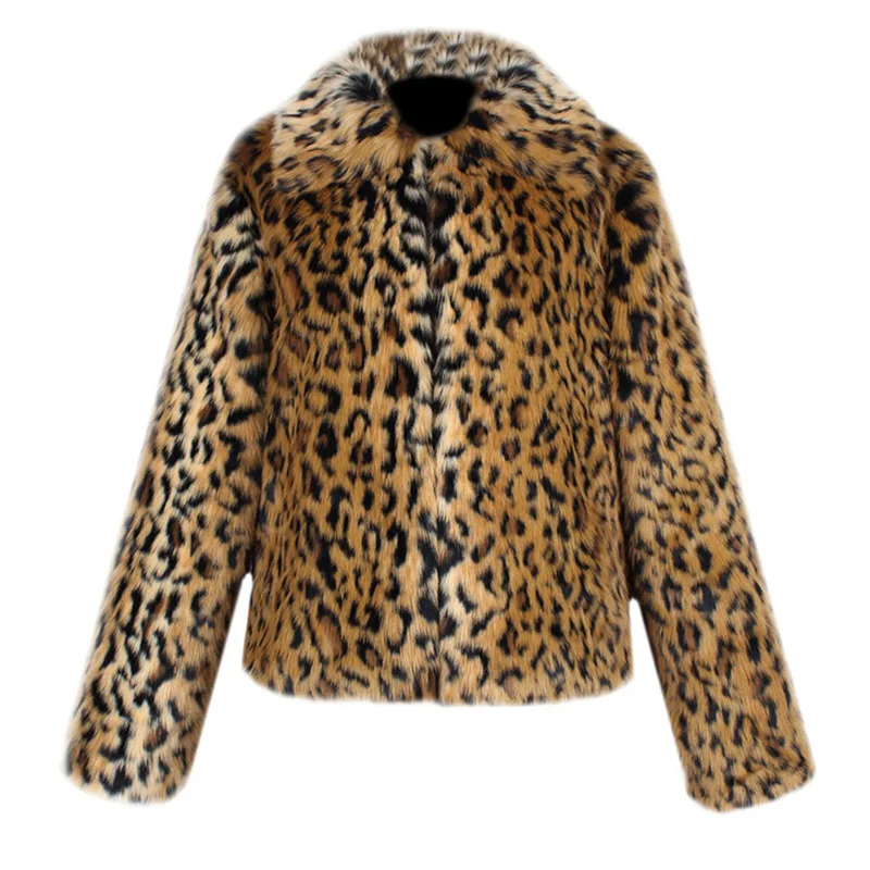 Autumn and Winter New Women's Fur Coat Leopard Short Top Artificial Fur Thick Warm Cardigan Casual Women's Wear
