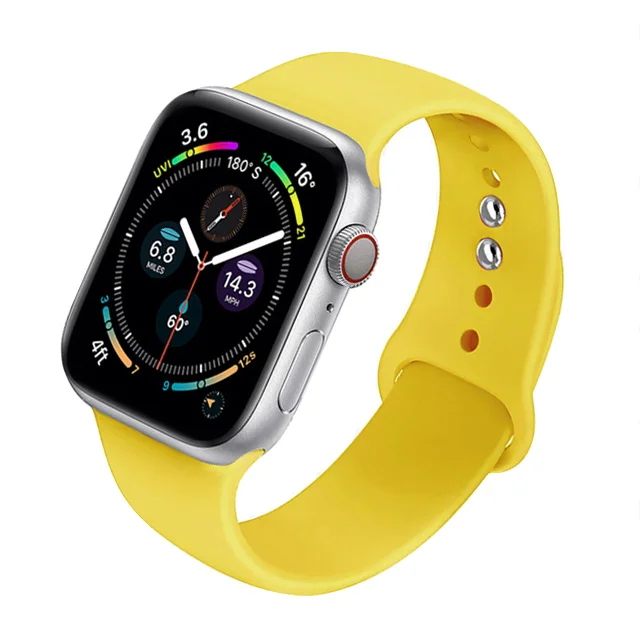 Silicone Strap For Apple Watch Band 44mm 40mm 41mm 38mm 45mm Smartwatch Rubber Sports Watchband Belt Bracelet iWatch 7 6 se 5 4 Bright-Yellow-44