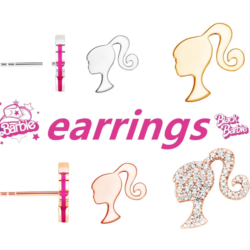 

Серьги Барби из стерлингового серебра, изысканные украшения для девочек и принцесс, аксессуары для учеников, подарок для девушки